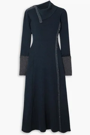 Proenza Schouler Two-tone ribbed-knit midi dress - Blue
