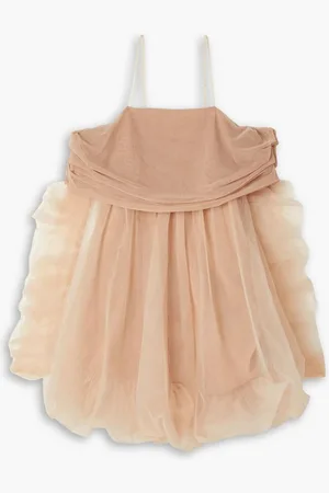 Renaissance Renaissance Cold-shoulder gathered tulle mini dress - Neutral