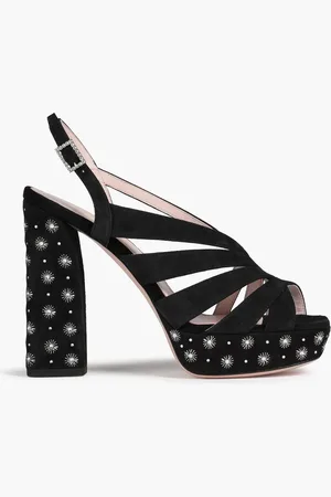Roger Vivier Embellished suede platform slingback sandals