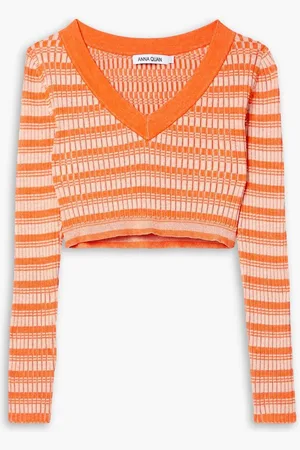 Anna Quan Delta cropped ribbed striped cotton sweater