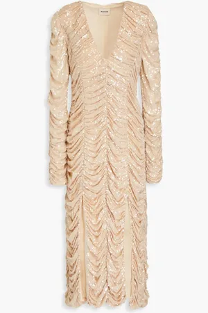 Khaite Lana sequined ruched georgette midi dress