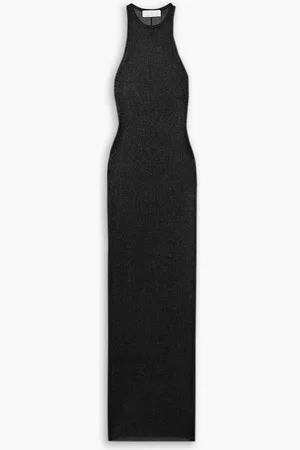 FLEUR DU MAL Metallic knitted halterneck maxi dress