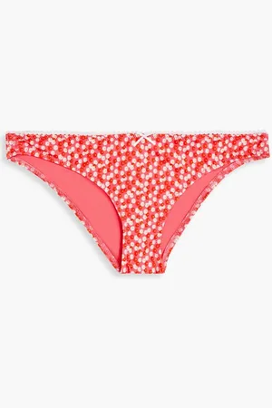 Solid Floral-print low-rise bikini briefs - Orange