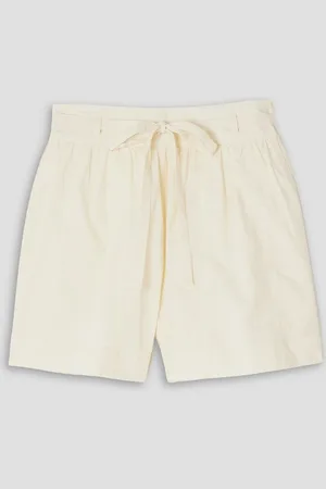 ULLA JOHNSON Anela belted cotton-poplin shorts - White