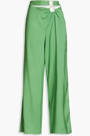 Cult Gaia Cutout embellished jersey wide-leg pants - Green