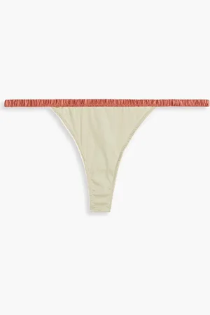 LOVE Stories Room Service satin and Leavers lace thong - Green