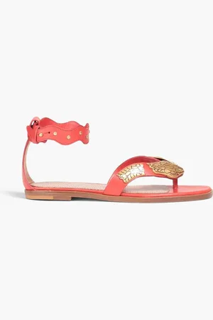 RED(V) Embellished leather sandals - Orange