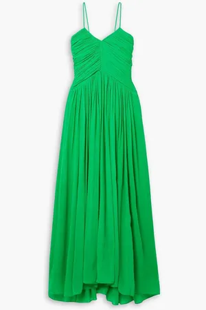 A.L.C. Rumi ruched plissé silk-chiffon midi dress