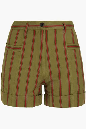 Bash Rocky striped cotton-canvas shorts - Green