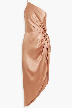 Michelle Mason One-shoulder twisted silk-satin gown - Pink