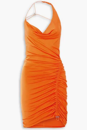 ET OCHS Arya one-shoulder ruched satin-jersey mini dress - Orange