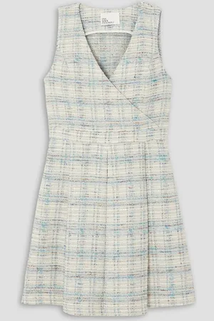 Lisa Marie Fernandez Wrap-effect cotton-blend tweed mini dress - White