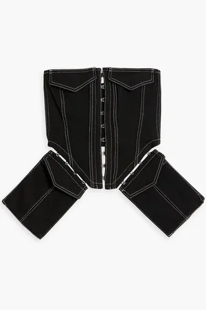 DION LEE Strapless cropped denim top