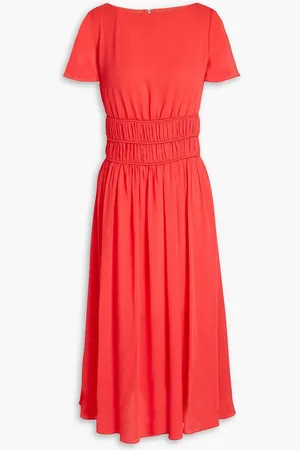 Emporio Armani Shirred crepon midi dress - Orange