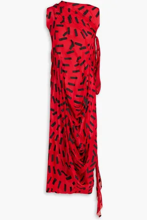 Maison Margiela Draped printed silk-blend chiffon midi dress
