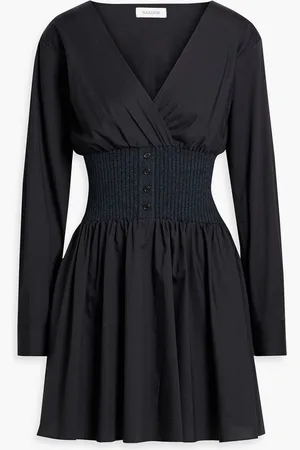 NAADAM Cotton-poplin and ribbed-knit mini dress - Gray