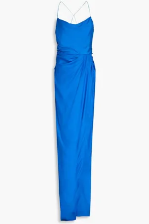 GAUGE81 Shiroi wrap-effect draped silk-twill maxi dress - Blue