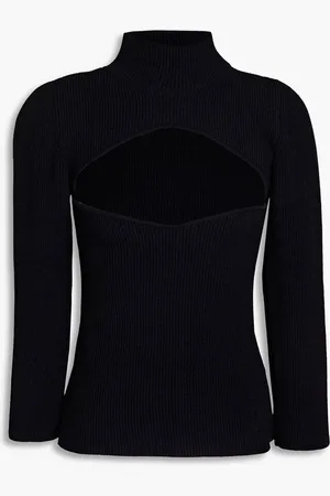 Khaite Cutout ribbed-knit turtleneck top