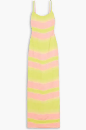 BRANDON MAXWELL Striped open-back silk maxi dress - Pink