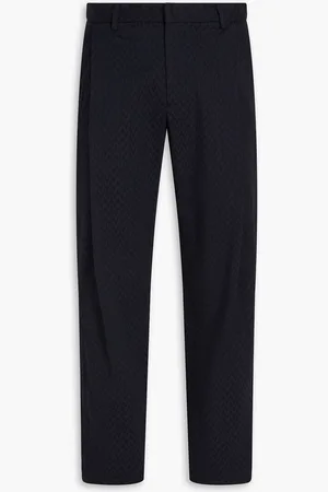 Emporio Armani Cotton-blend jacquard suit pants - Blue