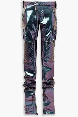 LAQUAN SMITH Quilted iridescent vinyl skinny pants - Purple