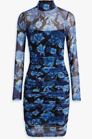 ALICE+OLIVIA Alice Olivia - Delora ruched floral-print stretch-mesh mini dress