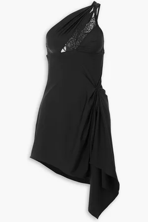 COPERNI Asymmetric lace-trimmed satin-jersey mini dress