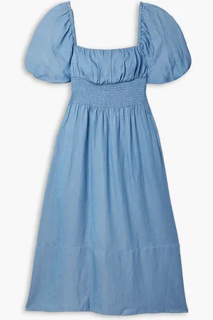 Jason Wu Gathered shirred twill midi dress - Blue