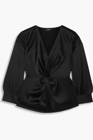 THEORY Twist-front satin blouse