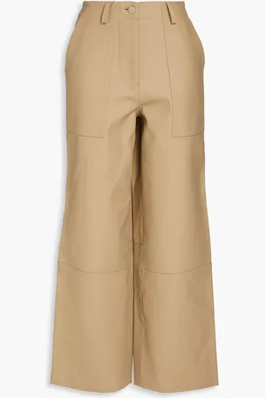 Deadwood Presley cropped faux leather wide-leg pants - Neutral