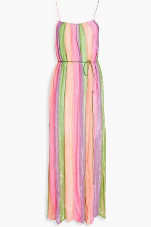 sundress Vanille metallic striped georgette maxi dress