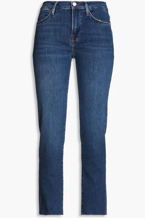 Frame Le High cropped high-rise straight-leg jeans - Blue