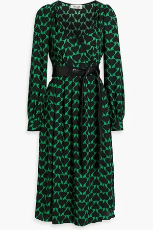 Diane von Furstenberg Celestia wrap-effect pleated printed crepe dress