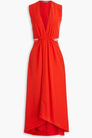 Altuzarra Embellished cutout satin midi dress - Red
