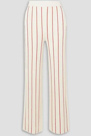 Perfect Moment Slalom striped merino wool leggings - White
