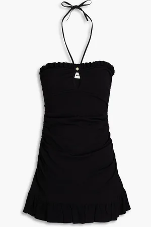 Sandro Ruffled crochet-knit halterneck mini dress