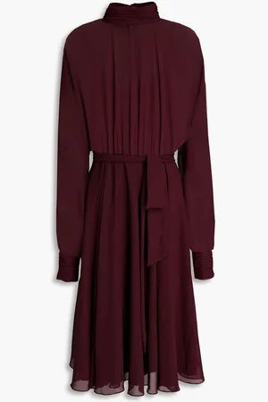 MIKAEL AGHAL Cutout gathered chiffon midi dress - Purple
