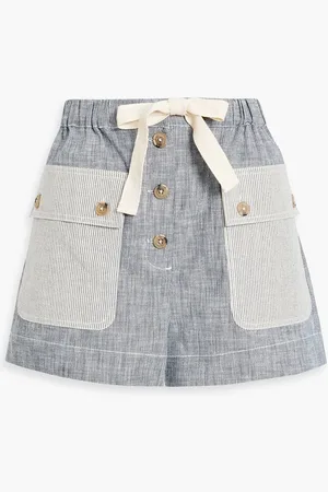 ULLA JOHNSON Gracie striped cotton shorts - Gray