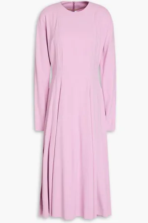 Another Tomorrow Pleated stretch-crepe midi dress