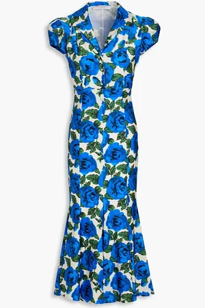Serafini Embellished floral-print stretch-jersey midi dress