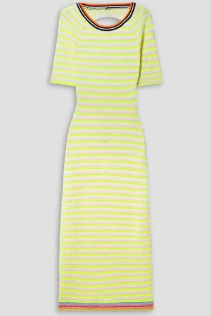 AGR Open-back striped jacquard-knit midi dress - Yellow