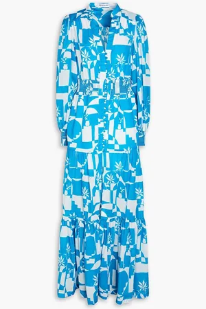 Rebecca Vallance Ibiza printed cotton-poplin maxi dress - Blue