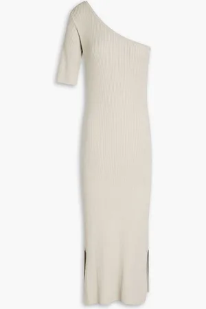 MATÉRIEL by Aleksandre Akhalkatsishvili One-shoulder ribbed cotton-blend midi dress - Gray