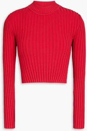 AJE Delphie twisted cutout ribbed-knit sweater - Red