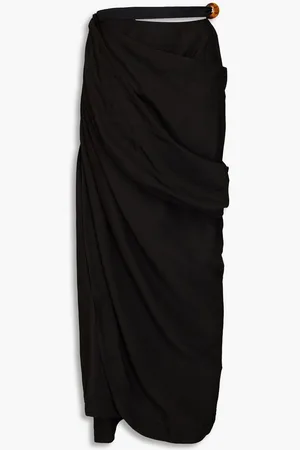 Jacquemus Embellished draped twill maxi skirt