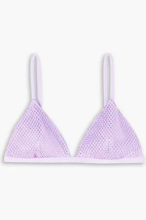 Simkhai Joelle mesh-trimmed crystal-embellished triangle bikini top - Purple