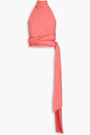Bondi Born Papeete cotton-poplin halterneck top - Orange