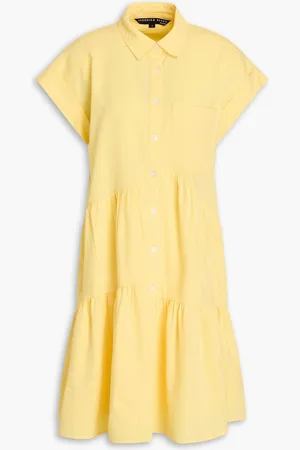 VERONICA BEARD Harrow tiered cotton-blend seersucker mini shirt dress