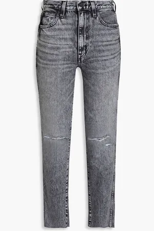 SLVRLAKE Hero distressed high-rise straight-leg jeans