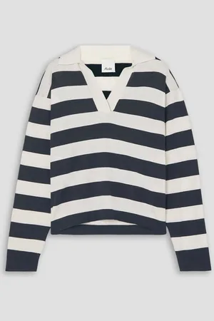 Allude Serafino striped cotton and cashmere-blend sweater